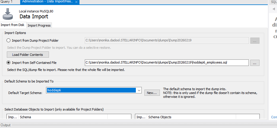 Import from the Self-Contained File